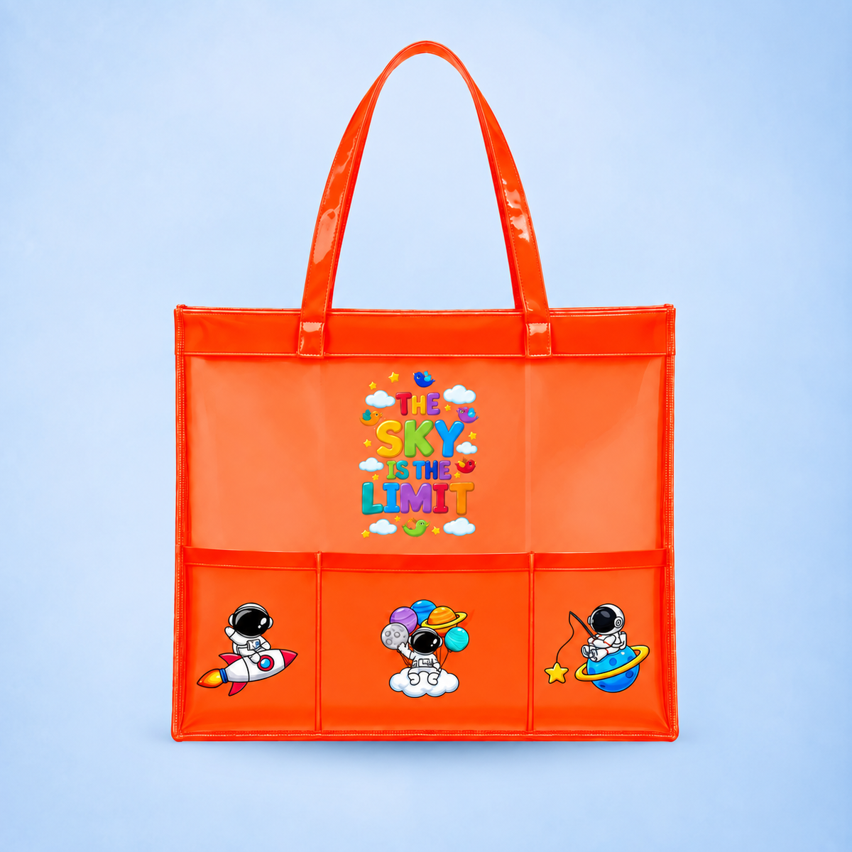 Neon Orange Waterproof Tote - Space