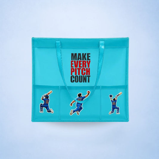 Neon Blue Waterproof Tote - Cricket Edition