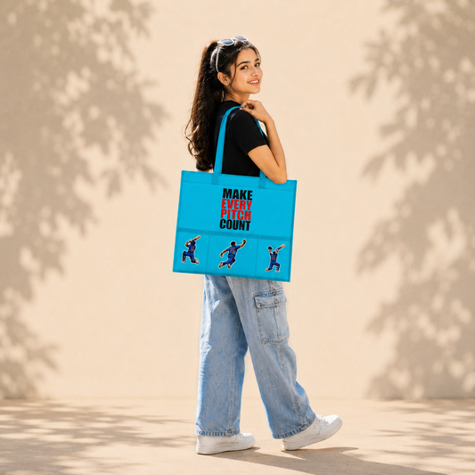 Neon Blue Waterproof Tote - Cricket Edition