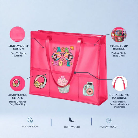Neon Pink Waterproof Tote - Holiday Edition