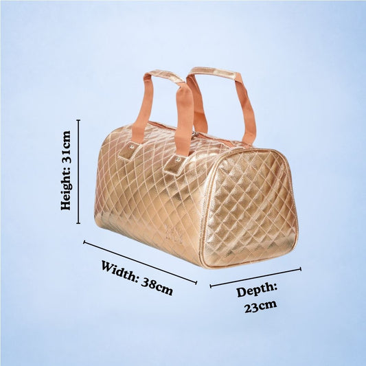 Quilted Statement Duffles - Rose Gold