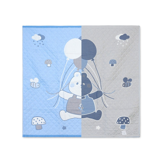Blue Reversible Newborn Quilt Blanket & Towel