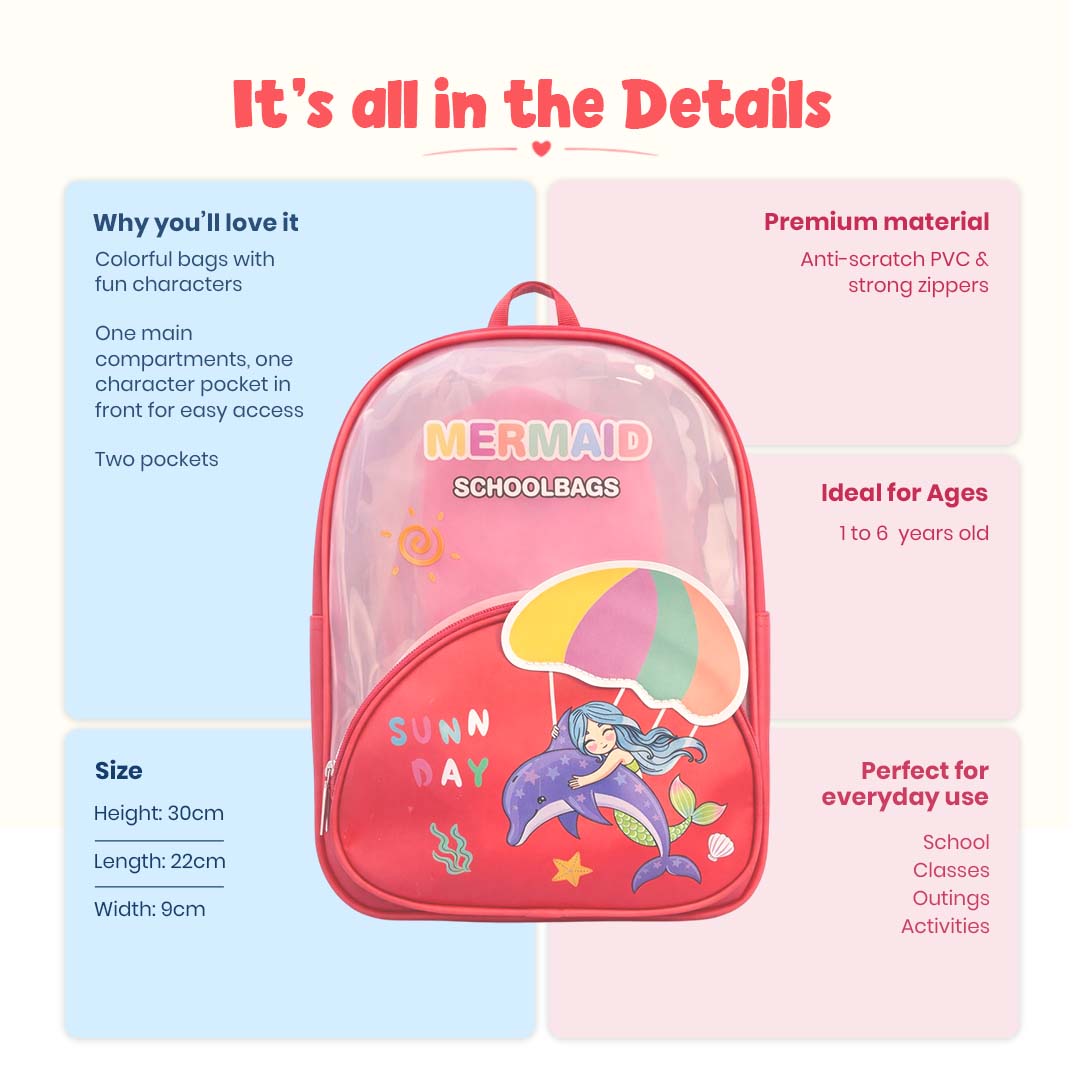 Mermaid Red Jelly Character Backpacks