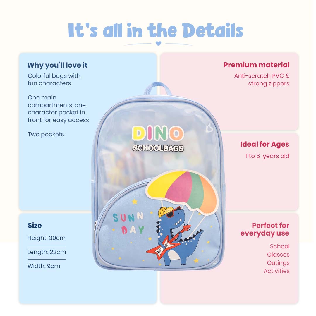 Dino Blue Jelly Character Backpacks
