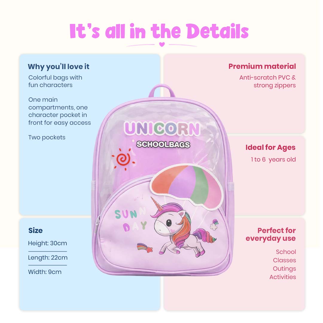 Unicorn Lavender Jelly Character Backpacks