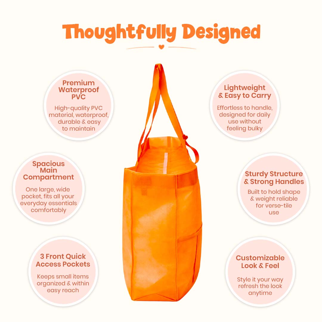 Bright Orange Waterproof Utility Tote