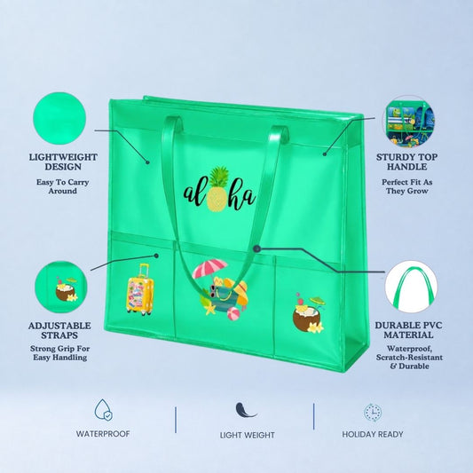 Neon Green Waterproof Tote - Beach Edition