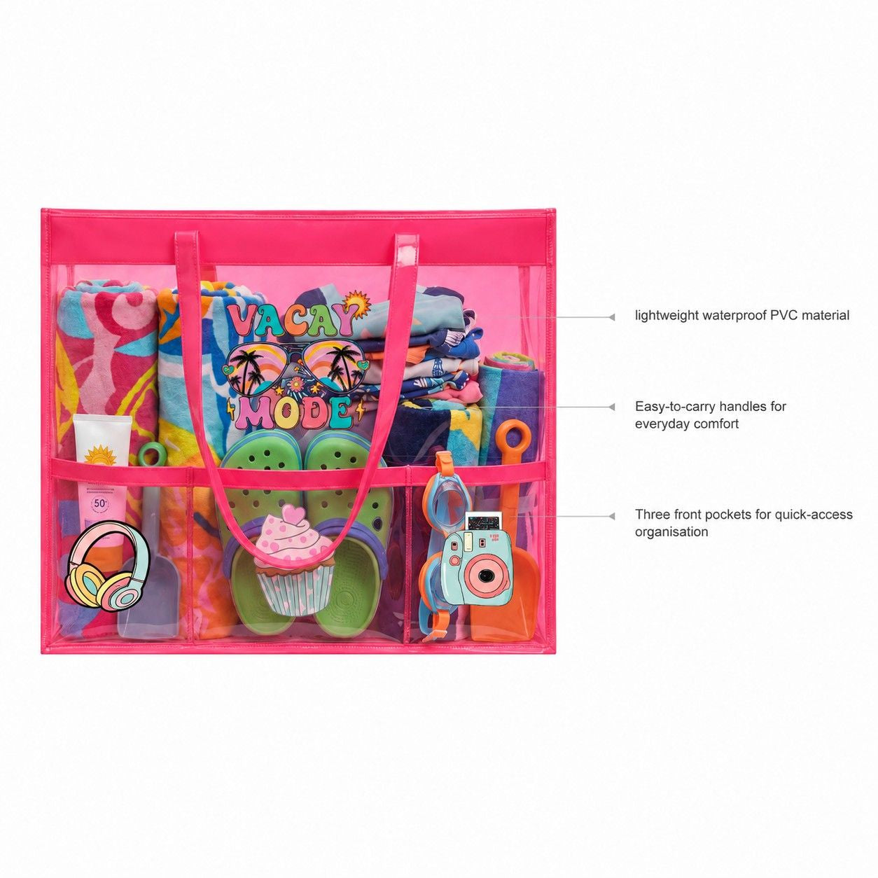 Neon Pink Waterproof Tote - Holiday Edition