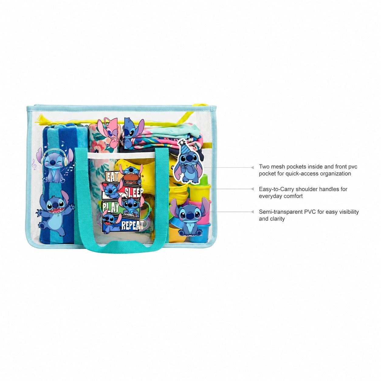 Ocean Blue Waterproof Tote - Lilo & Stitch