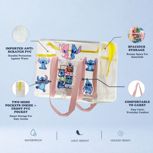 Blush Pink Waterproof Tote - Lilo & Stitch