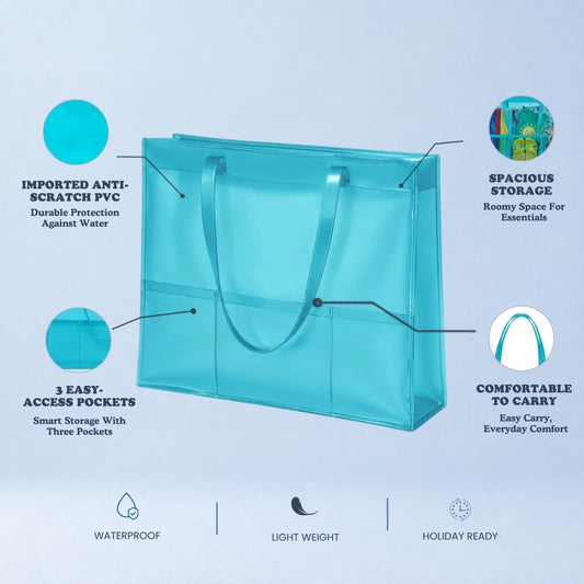 Neon Blue Waterproof Tote
