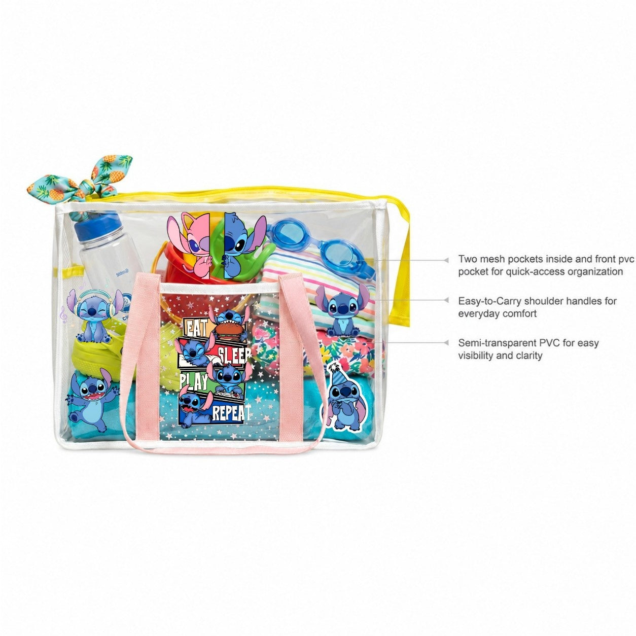 Blush Pink Waterproof Tote - Lilo & Stitch