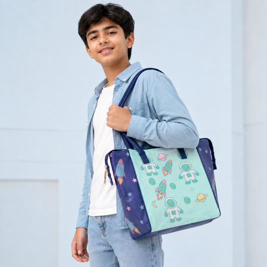 Space Explorers Blue Tote Bag