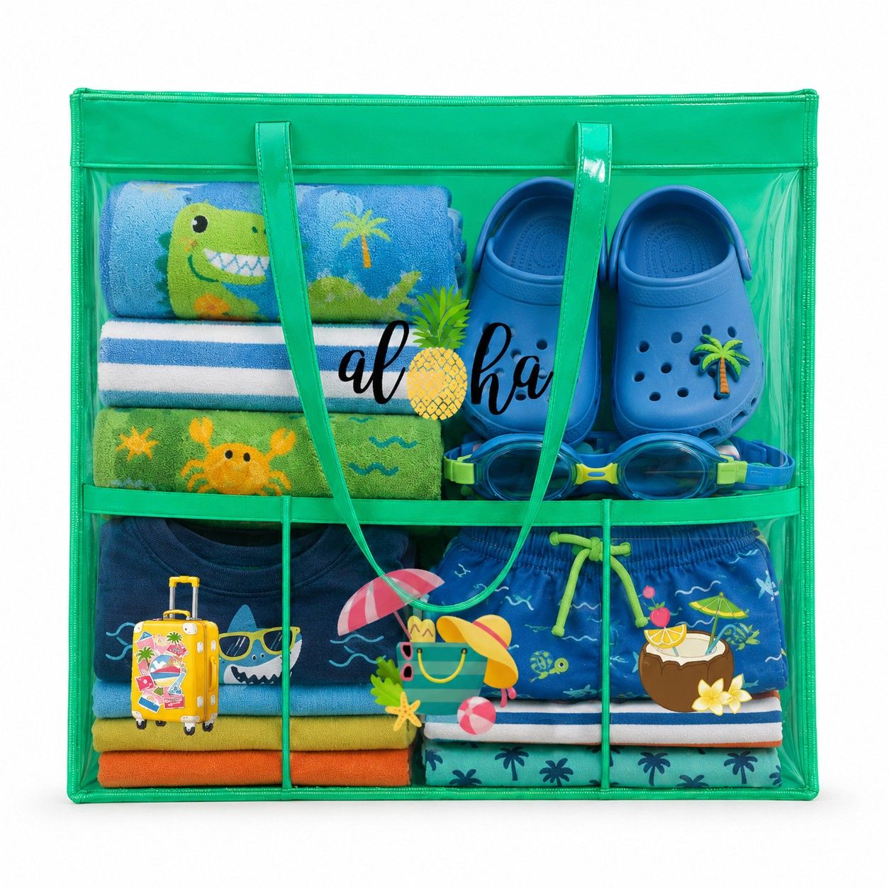 Neon Green Waterproof Tote - Beach Edition