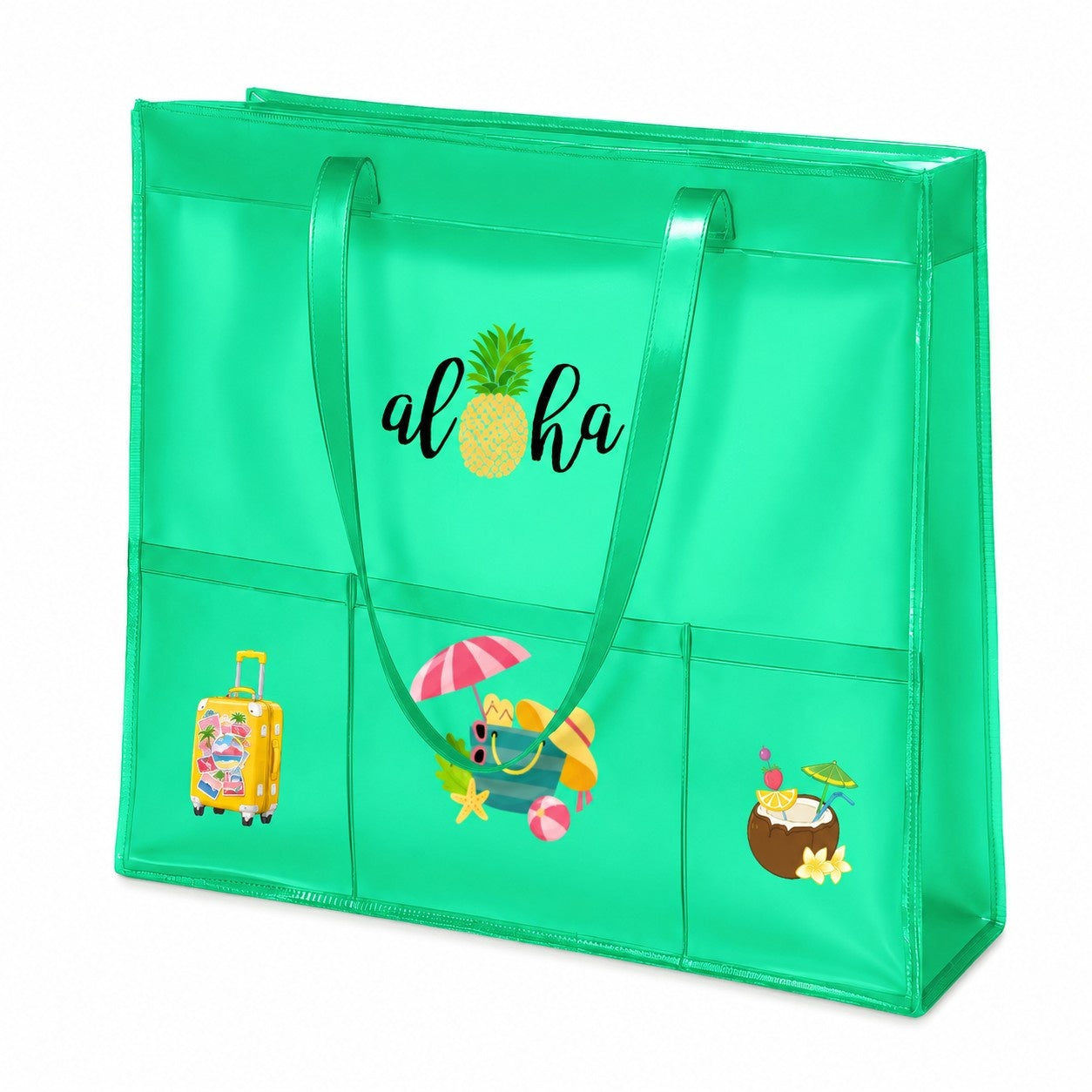 Neon Green Waterproof Tote - Beach Edition