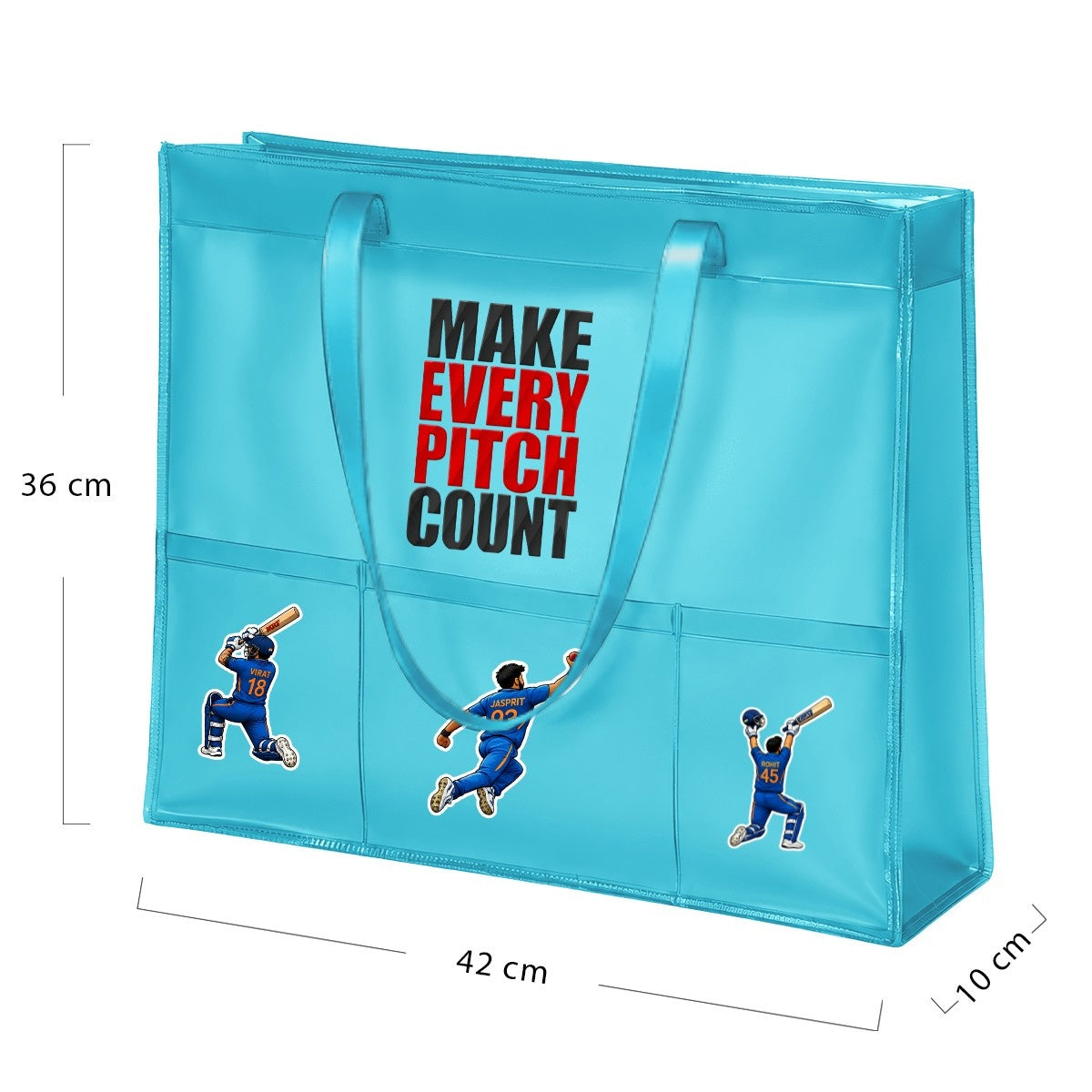 Neon Blue Waterproof Tote - Cricket Edition