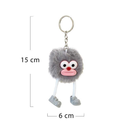 Pebble Grey Puff Pal Keychain