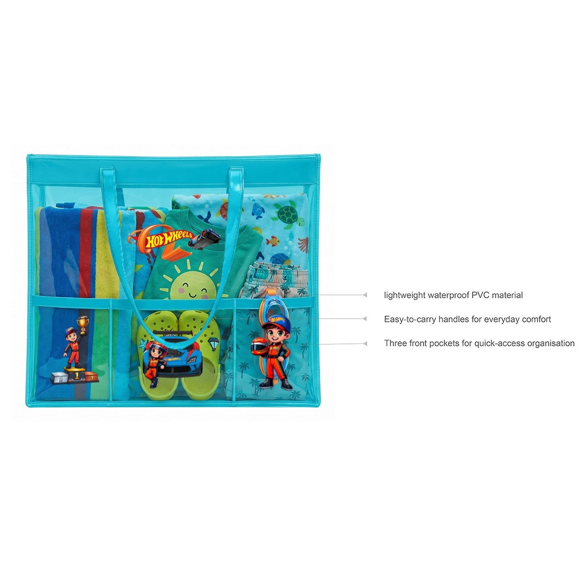 Neon Blue Waterproof Tote - Hotwheels Edition