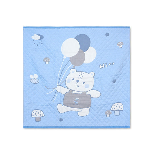 Blue Reversible Newborn Quilt Blanket & Towel