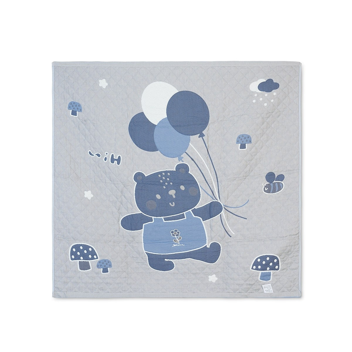 Blue Reversible Newborn Quilt Blanket & Towel