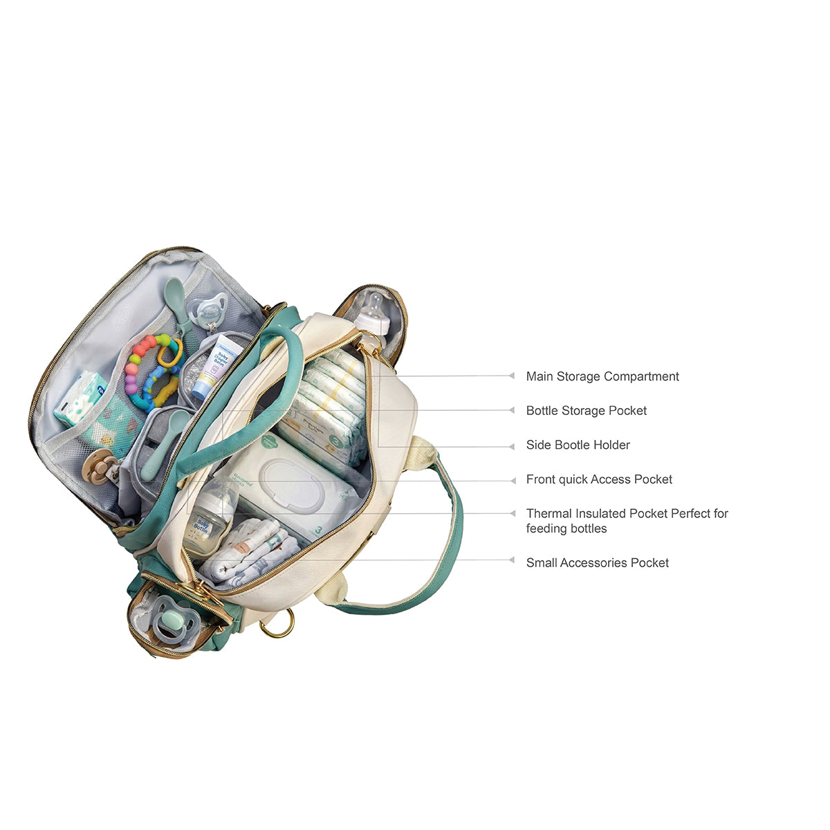 Sage Teal Diaper Bag