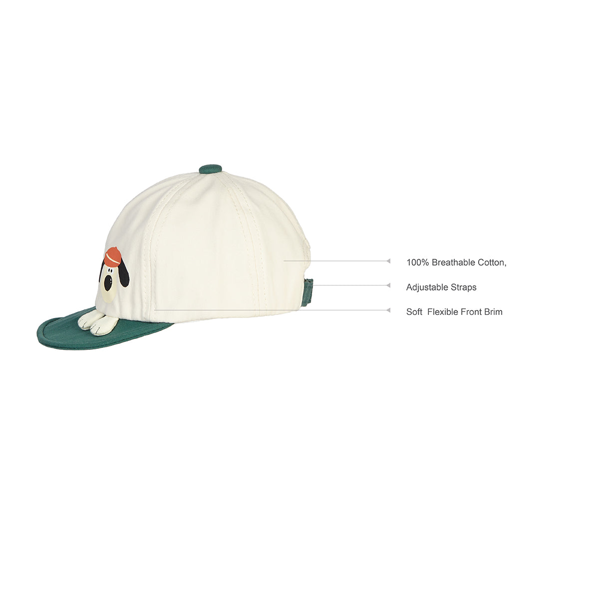 Fun Character Soft Cotton Cap - White