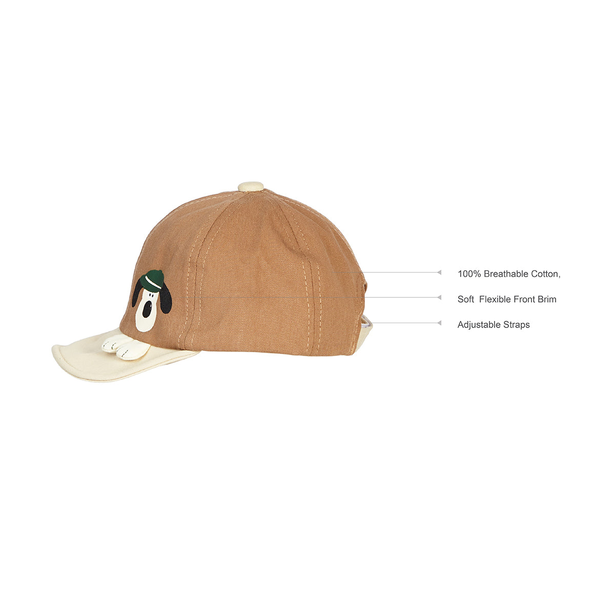Fun Character Soft Cotton Cap - Brown
