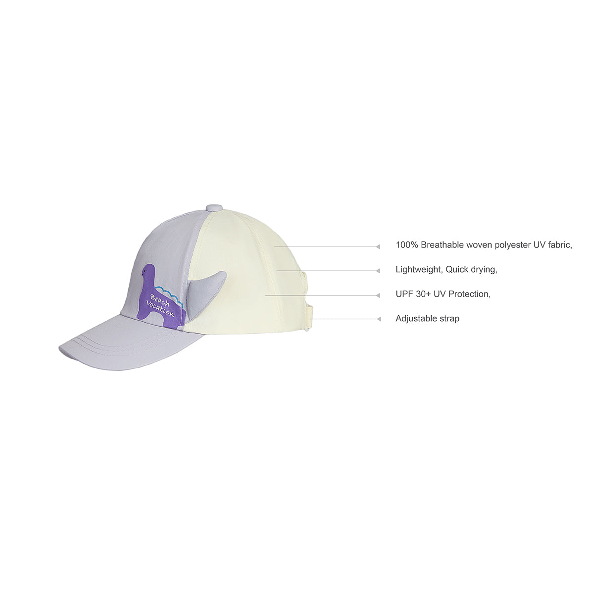 Lavender Dino Kids Cap