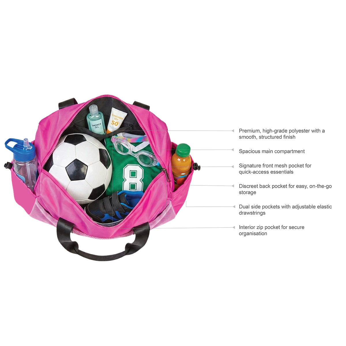 Pink Kids Sports Mesh Duffles