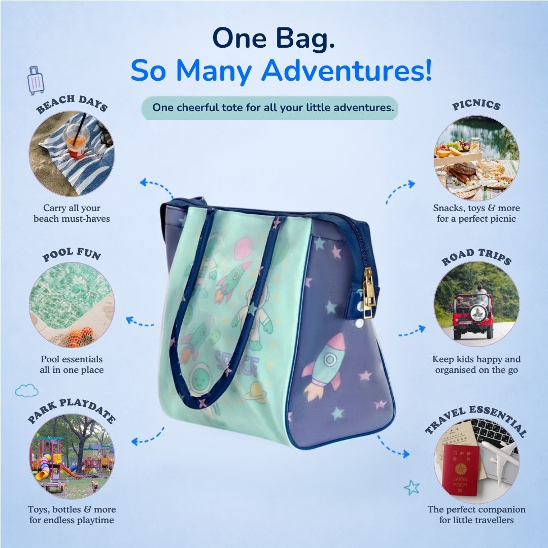 Space Explorers Blue Tote Bag